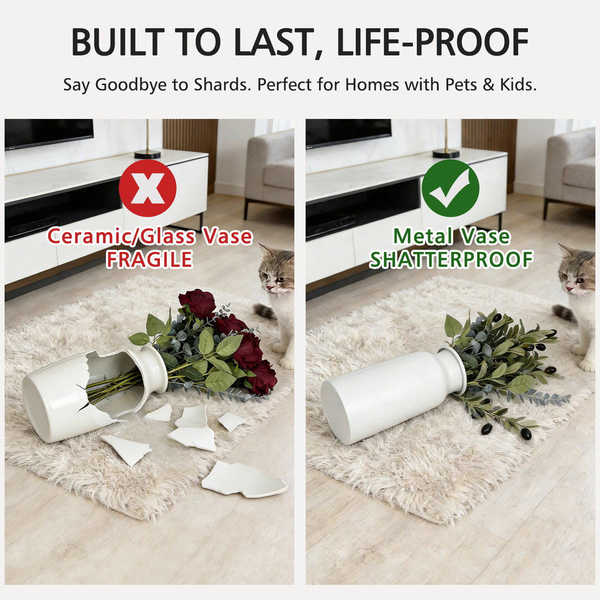 Seamless Metal Vase - Unbreakable & Shatterproof Flower Vase